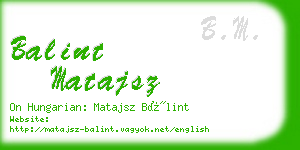 balint matajsz business card